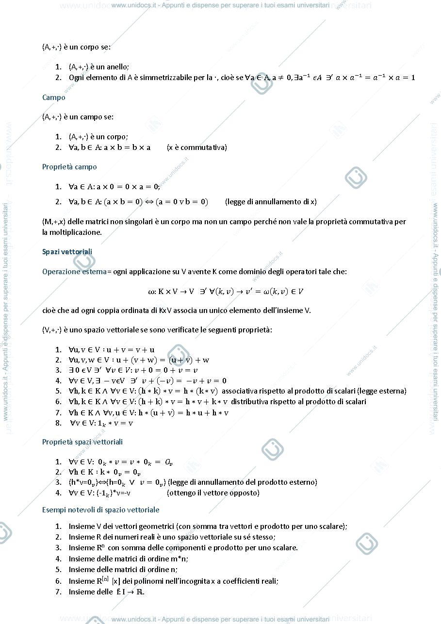 Anteprima pagina 2 — spazi vettoriali e spazi euclidei