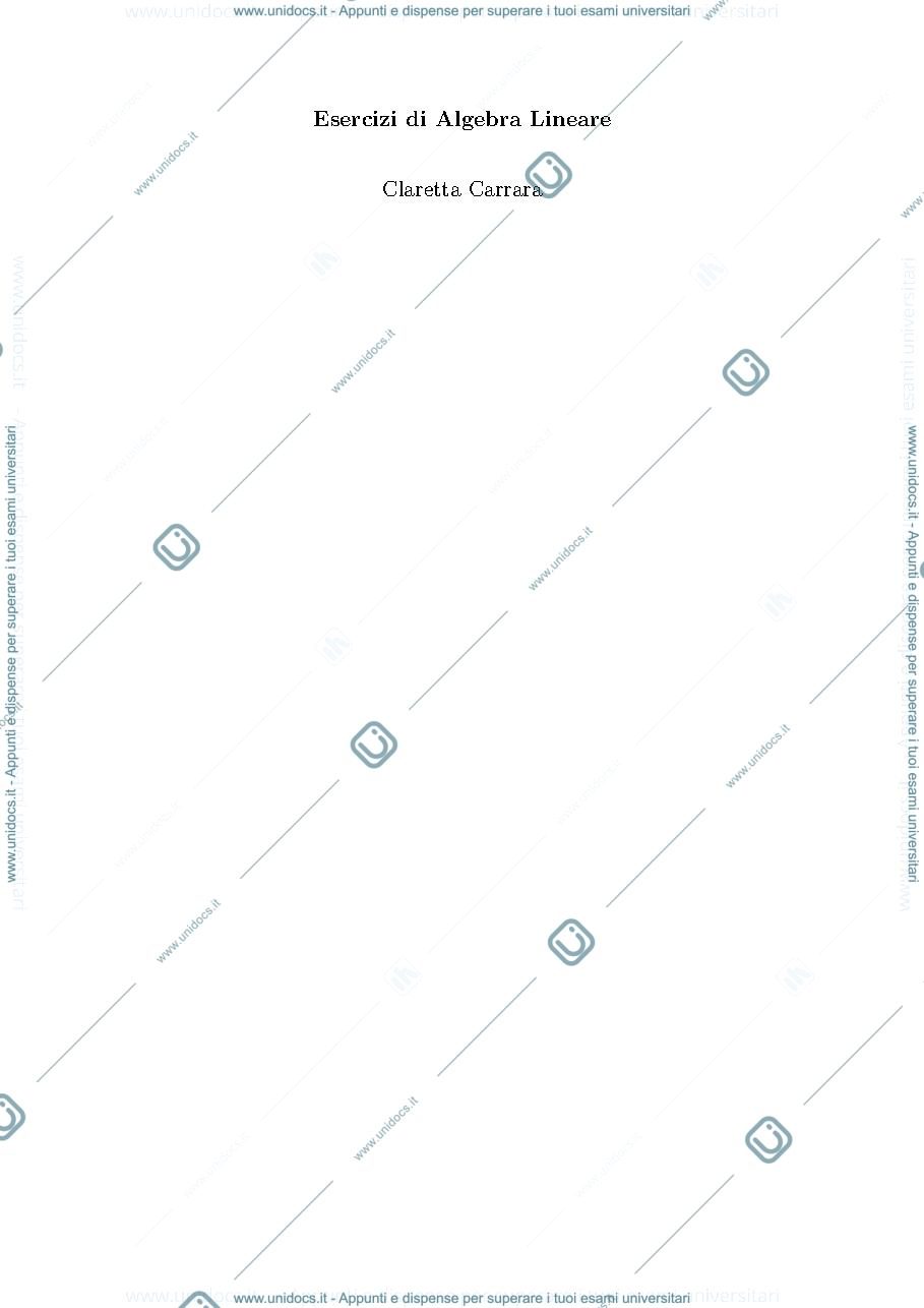 Anteprima pagina 1 — Esercizi Algebra e Geometria - Claretta Carrara