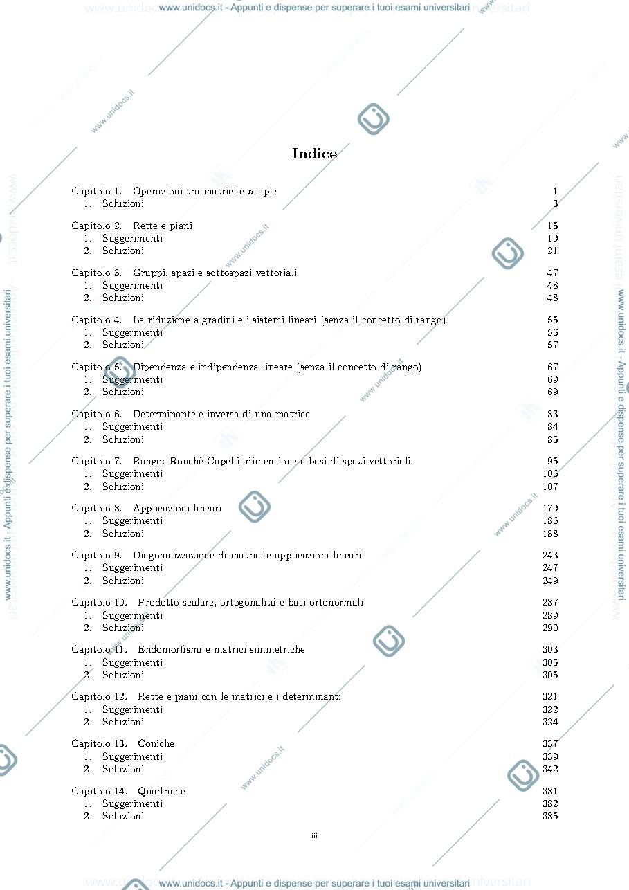 Anteprima pagina 3 — Esercizi Algebra e Geometria - Claretta Carrara