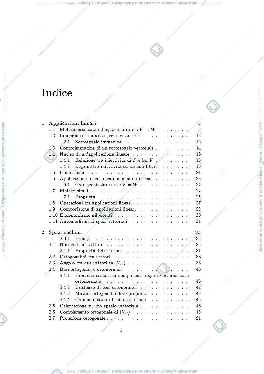 Anteprima pagina 1 — Geometria 1 - secondo semestre 