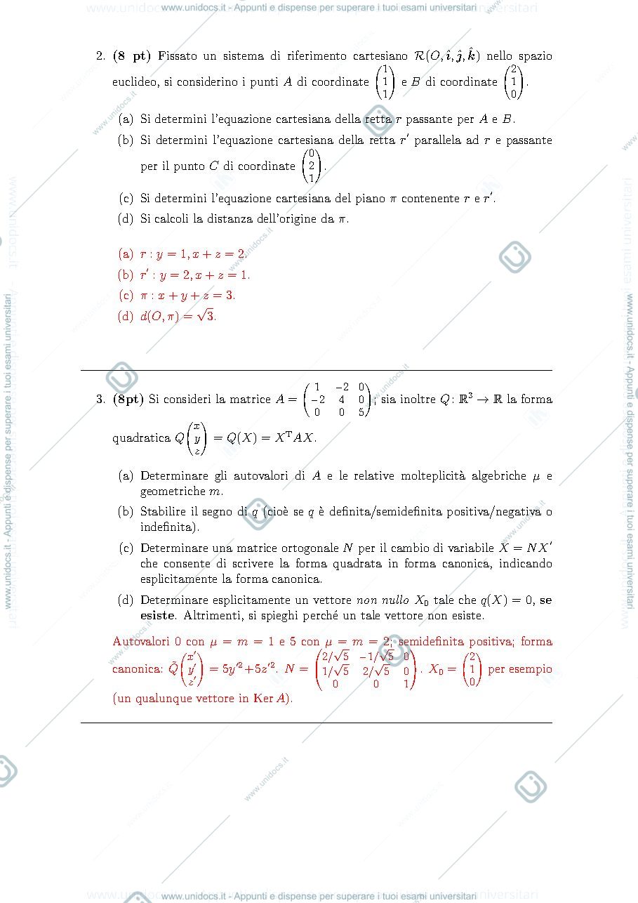 Anteprima pagina 2 — esame di geometria lineare 