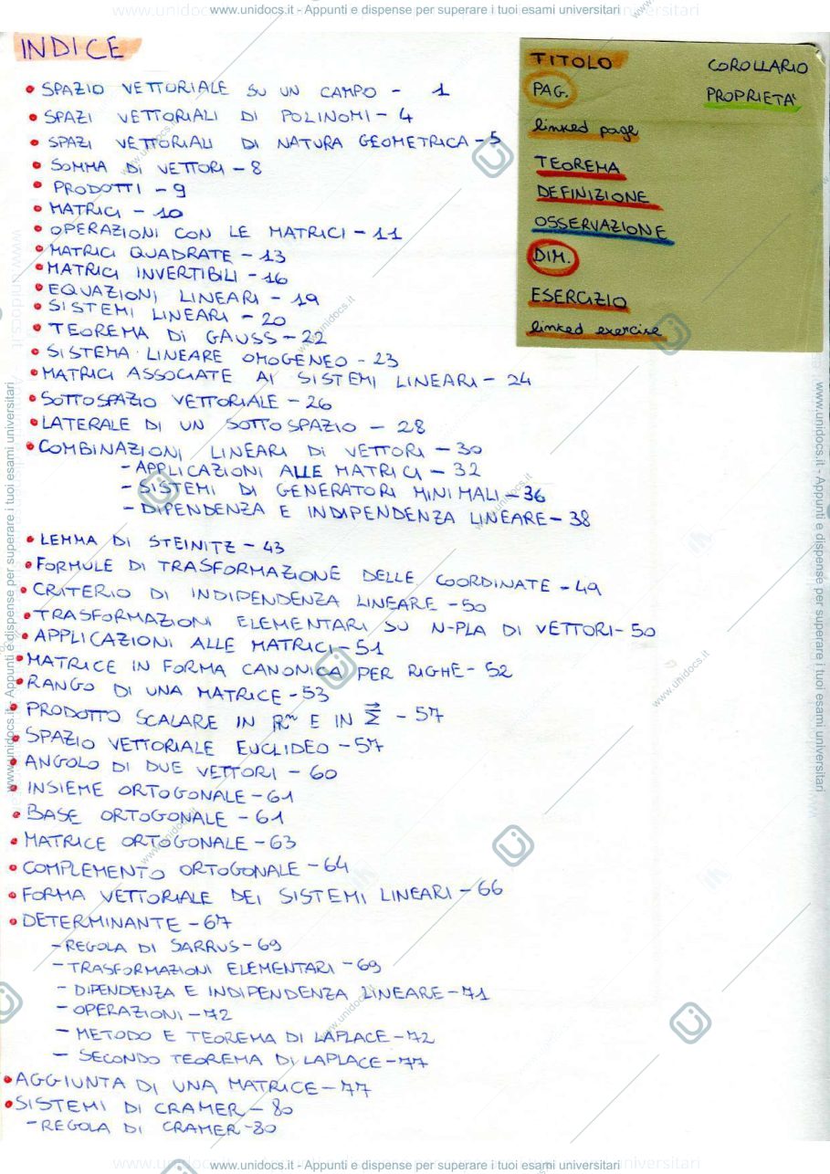 Anteprima pagina 1 — Appunti di Algebra e Geometria