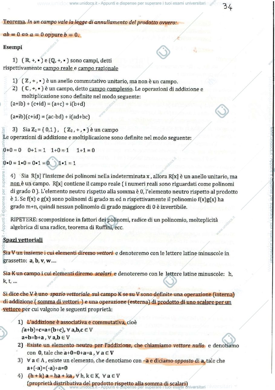 Anteprima pagina 4 — Appunti di Algebra e Geometria