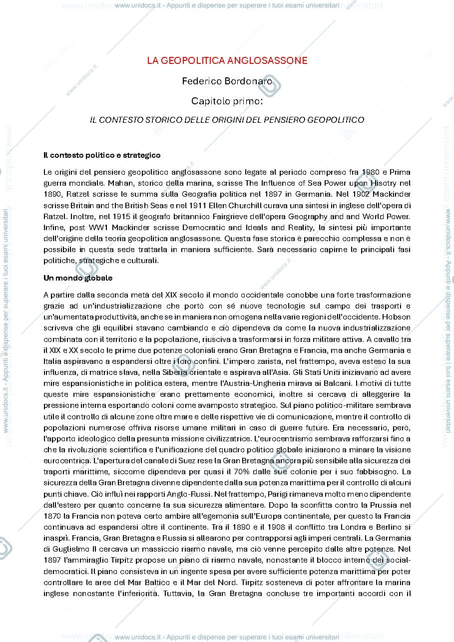 Anteprima pagina 1 — La geopolitica anglosassone