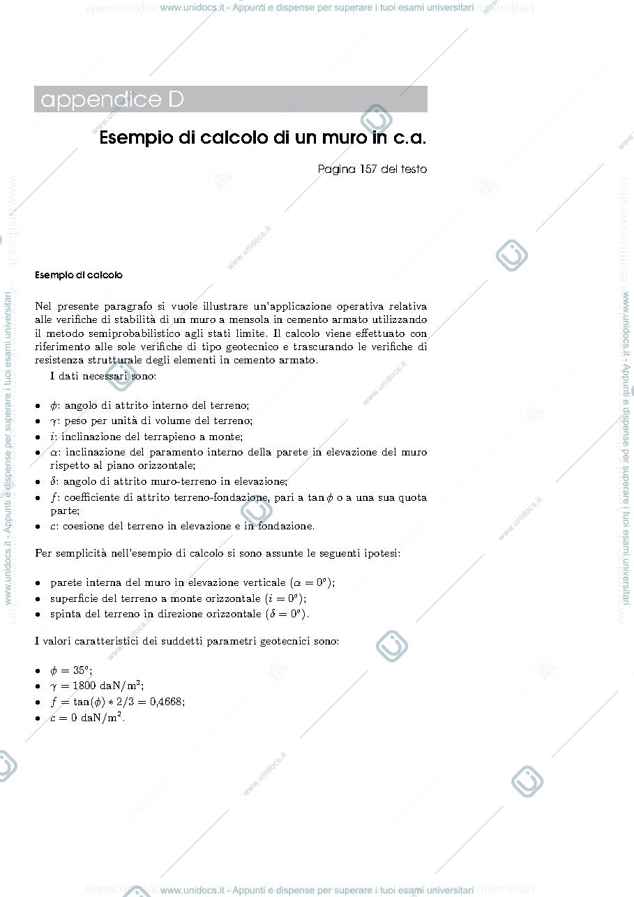 Anteprima pagina 1 — Calcolo muro C.A.