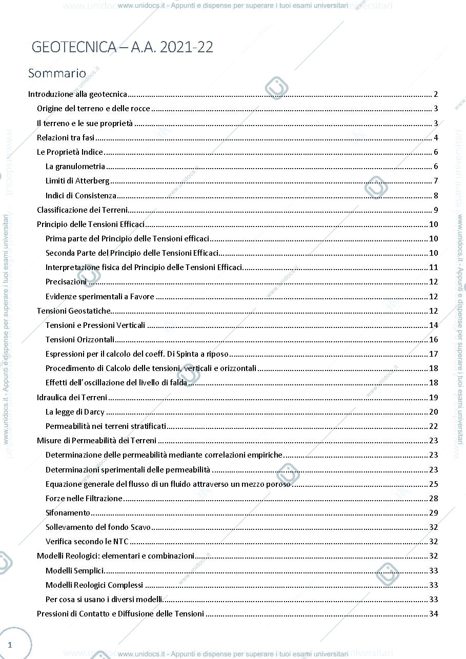 Anteprima pagina 1 — Geotecnica, prof. Facciorusso