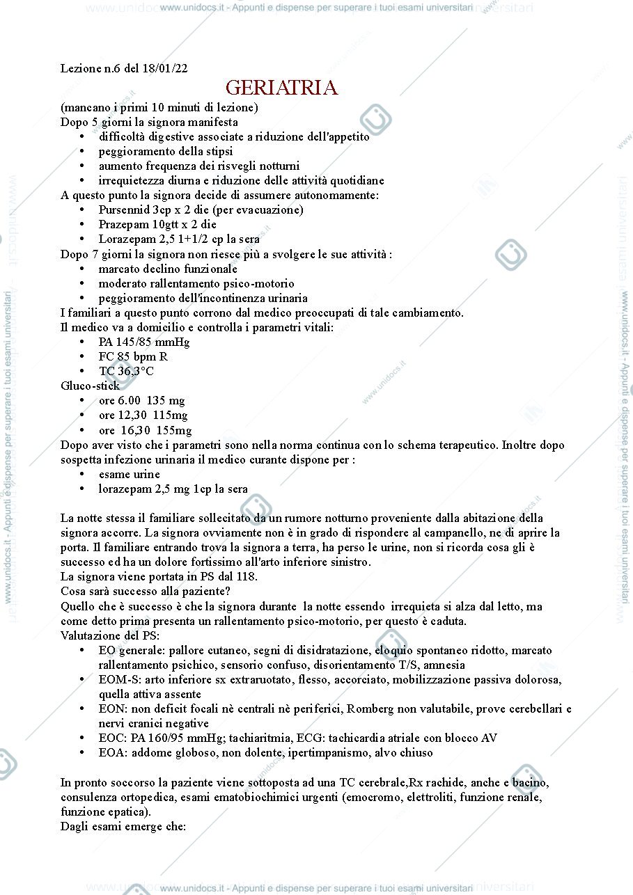 Anteprima pagina 1 — Geriatria lezione 6