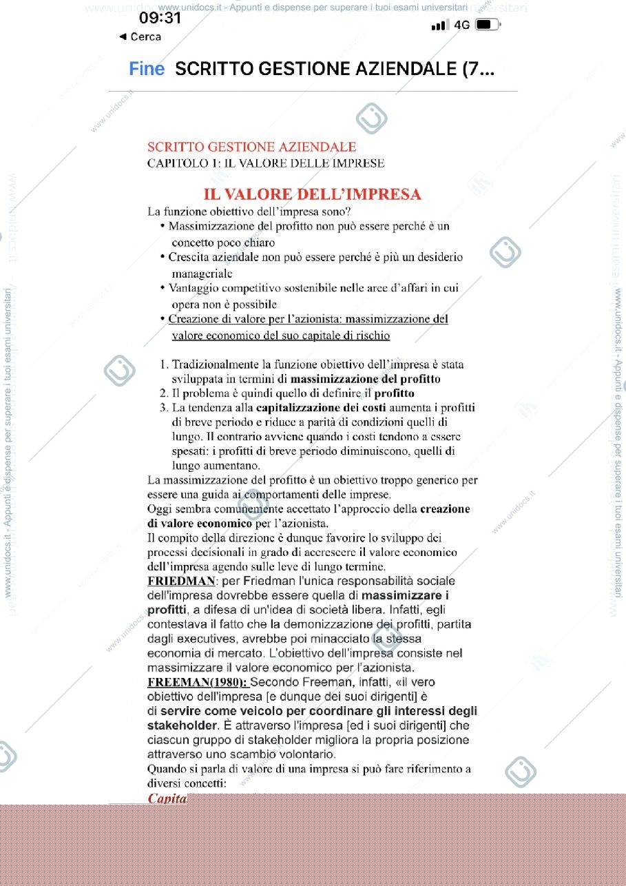 Anteprima pagina 1 — Riassunto per quiz gestione aziendale 