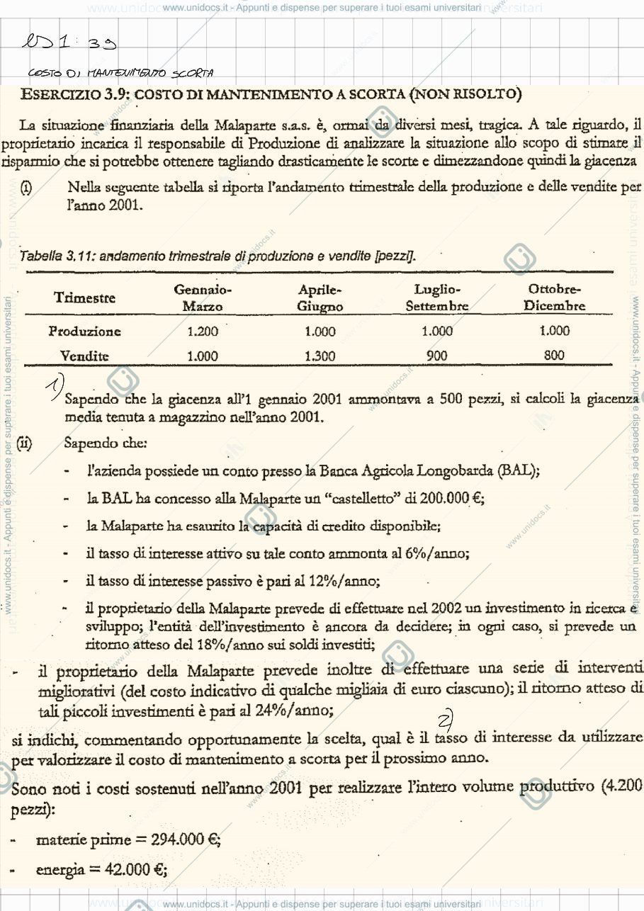 Anteprima pagina 1 — Esercitazione sui costi rilevanti