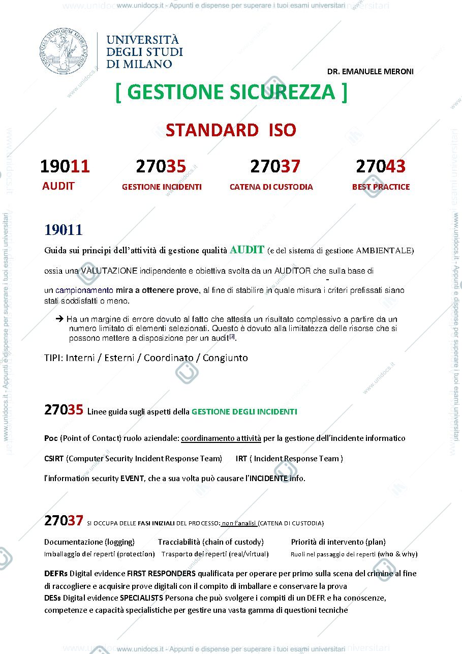 Anteprima pagina 1 — CONCETTI BASE DI GESTIONE SICUREZZA IT