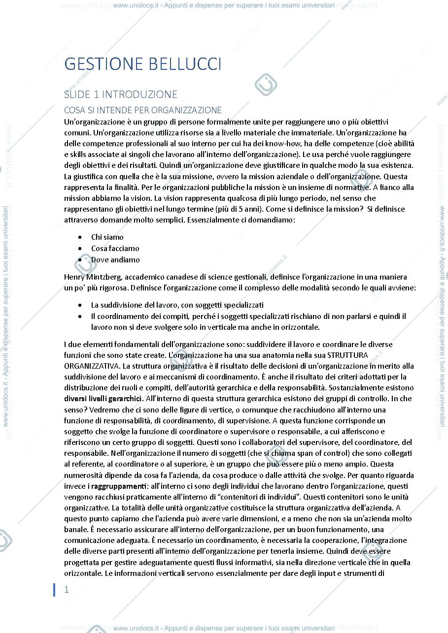 Anteprima pagina 1 — APPUNTI GESTIONE