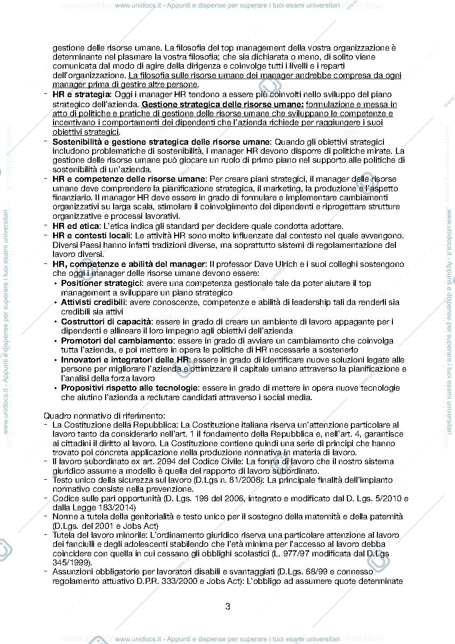 Anteprima pagina 3 — Appunti Gestione risorse umane