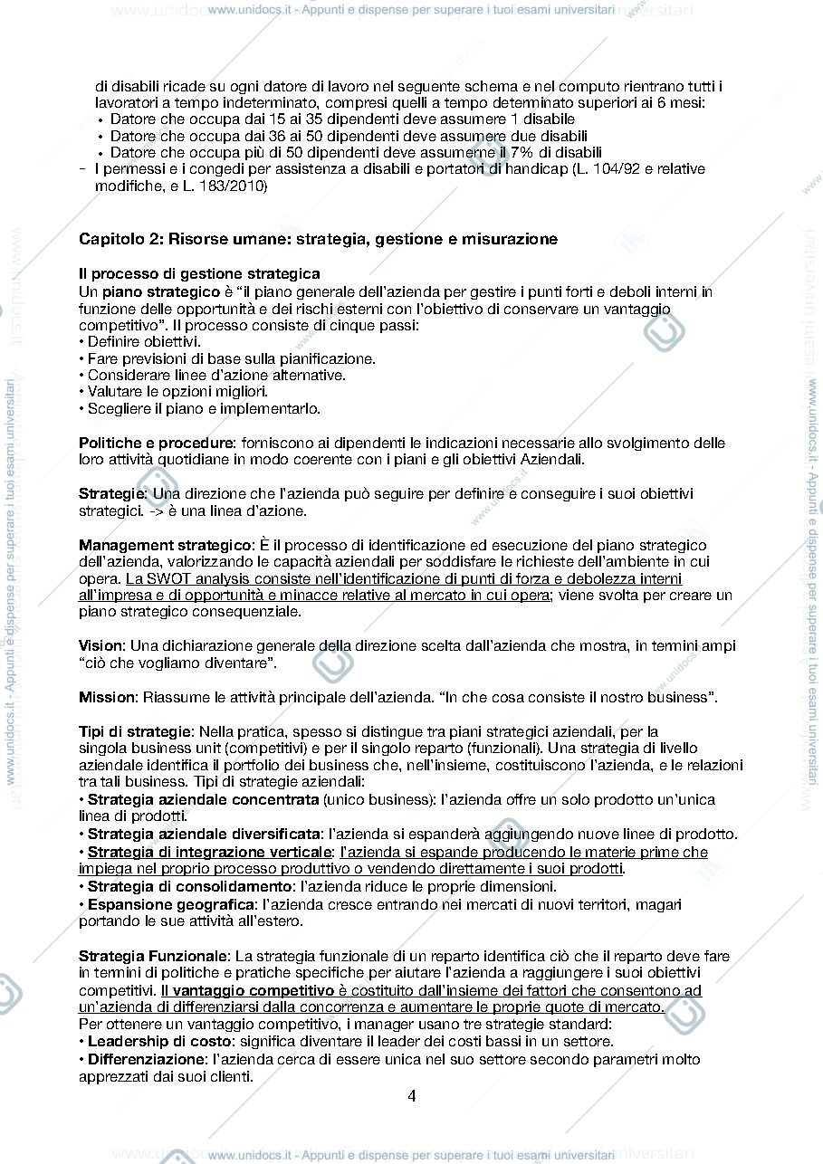 Anteprima pagina 4 — Appunti Gestione risorse umane