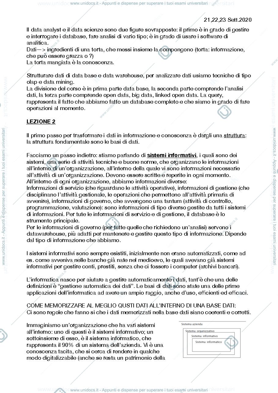 Anteprima pagina 2 — Appunti prima settimana gestione e condivisione basi di dati e conoscenza 