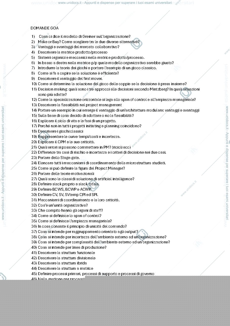 Anteprima pagina 1 — Possibili domande orale GOA
