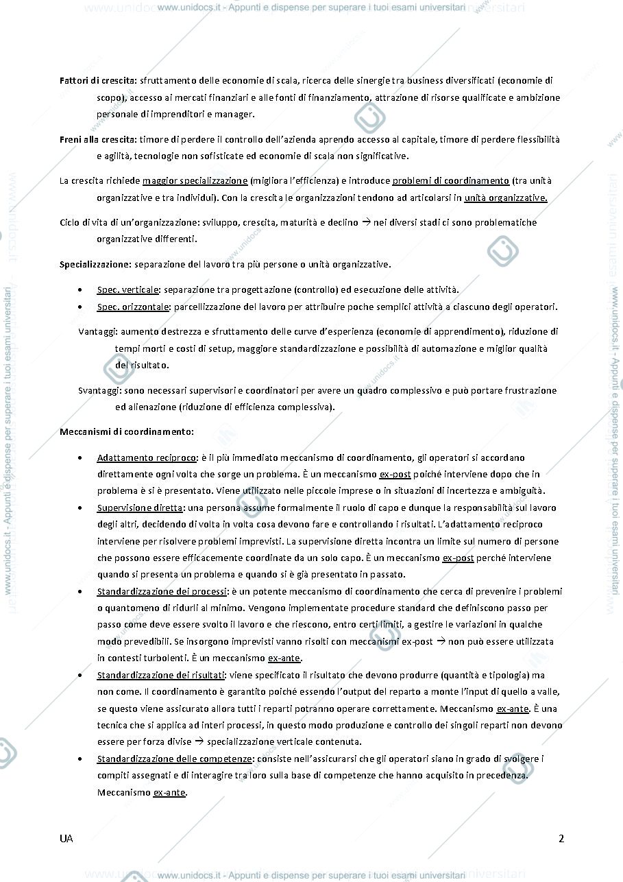 Anteprima pagina 2 — Appunti di Gestione e organizzazione aziendale. Prof. Federico Cattaneo