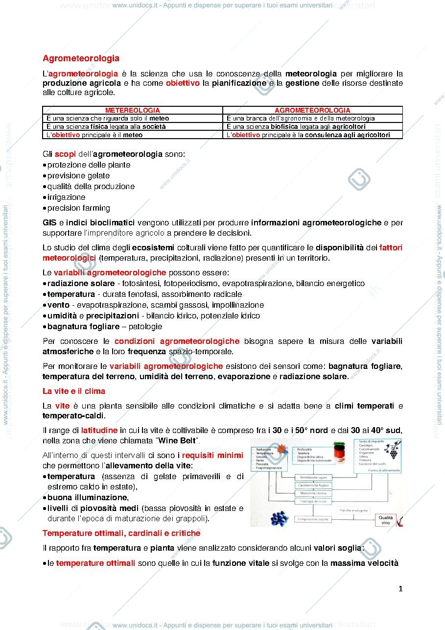 Anteprima pagina 1 — Gestione agronomica del vigneto. Sintesi