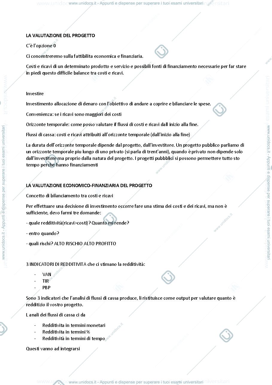 Anteprima pagina 1 — VALUTAZIONE DEL PROGETTO