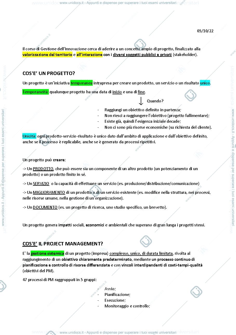 Anteprima pagina 1 — PROJECT MANAGEMENT