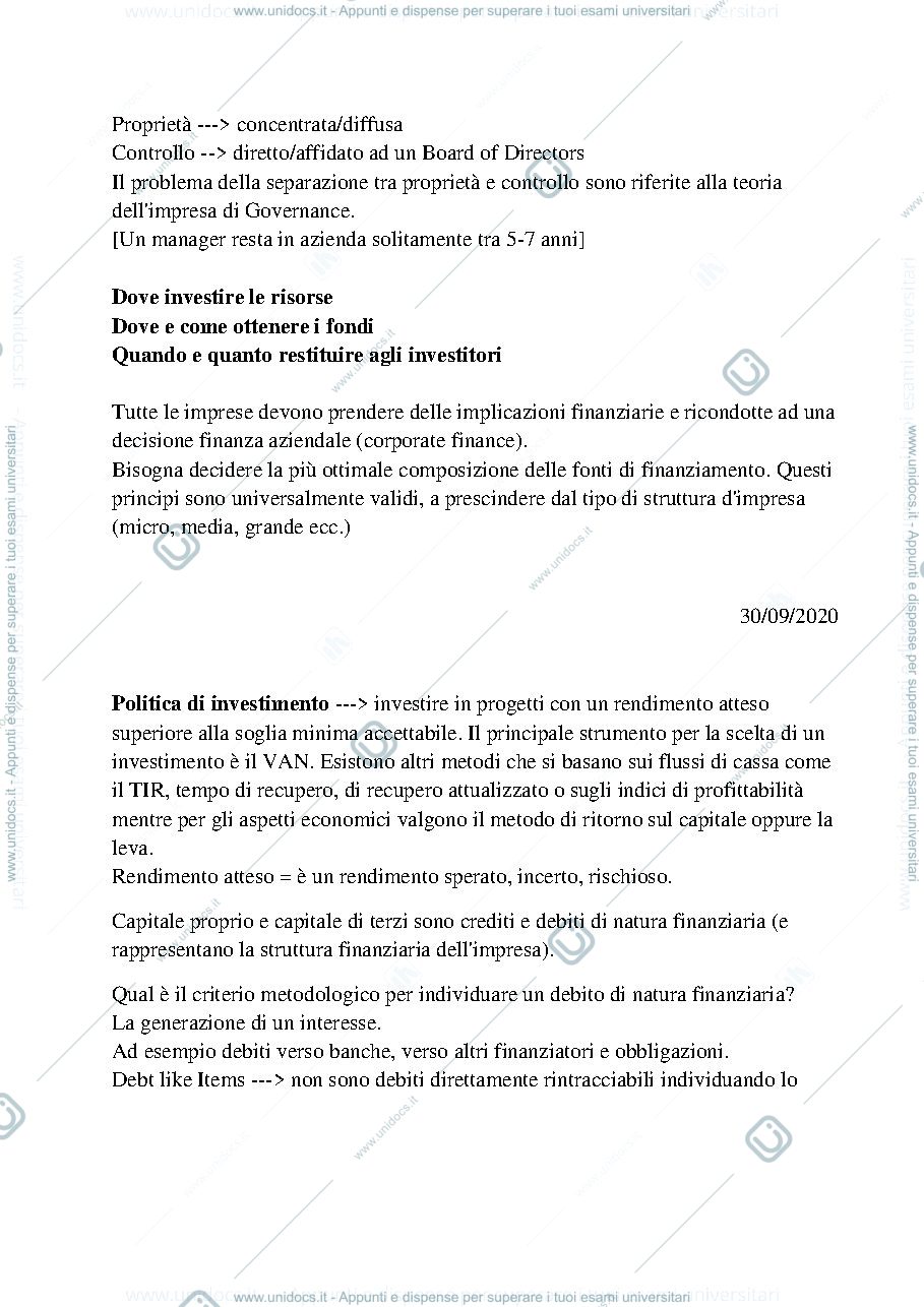 Anteprima pagina 3 — Gestione Finanziaria aziendale - appunti