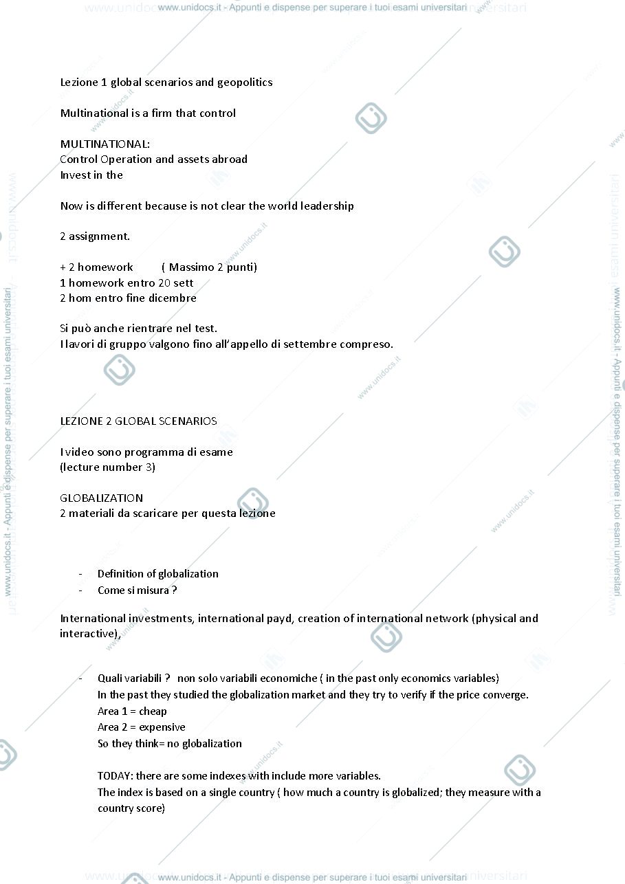 Anteprima pagina 1 — LEZIONE 1-2 GLOBAL SCENARIOS MODULE 1 