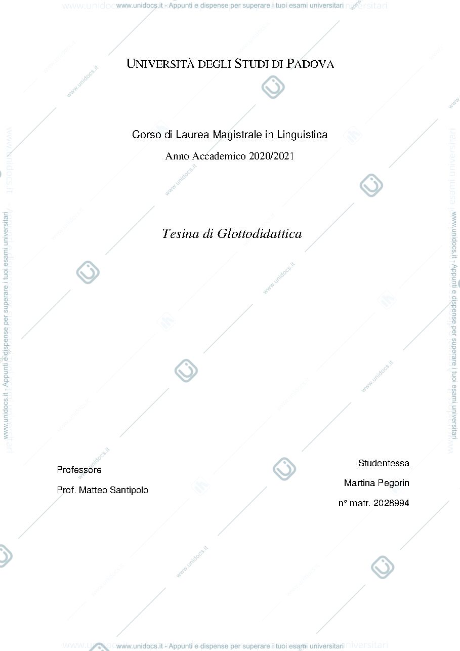 Anteprima pagina 1 — Tesina Glottodidattica