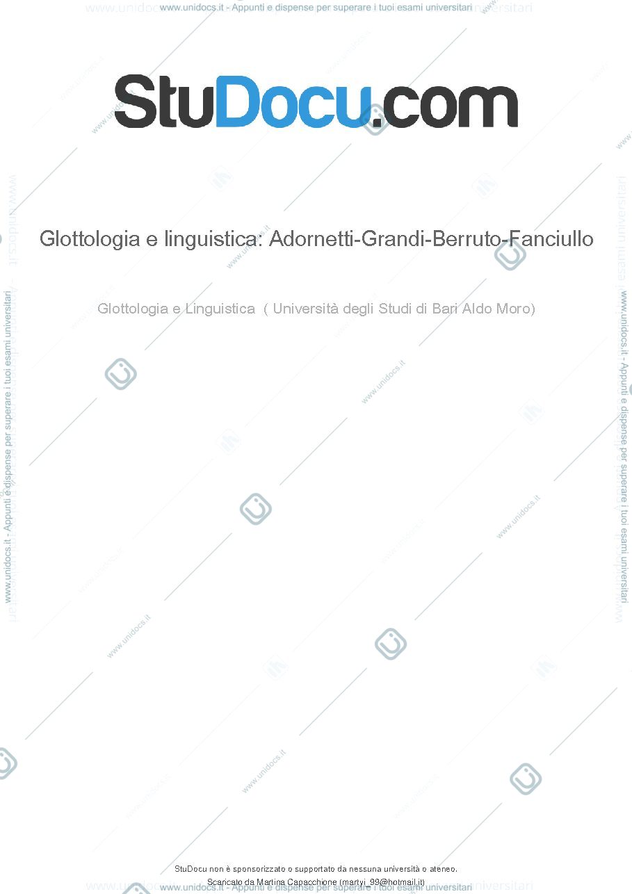 Anteprima pagina 1 — Glottologia e Linguistica, Sorianello