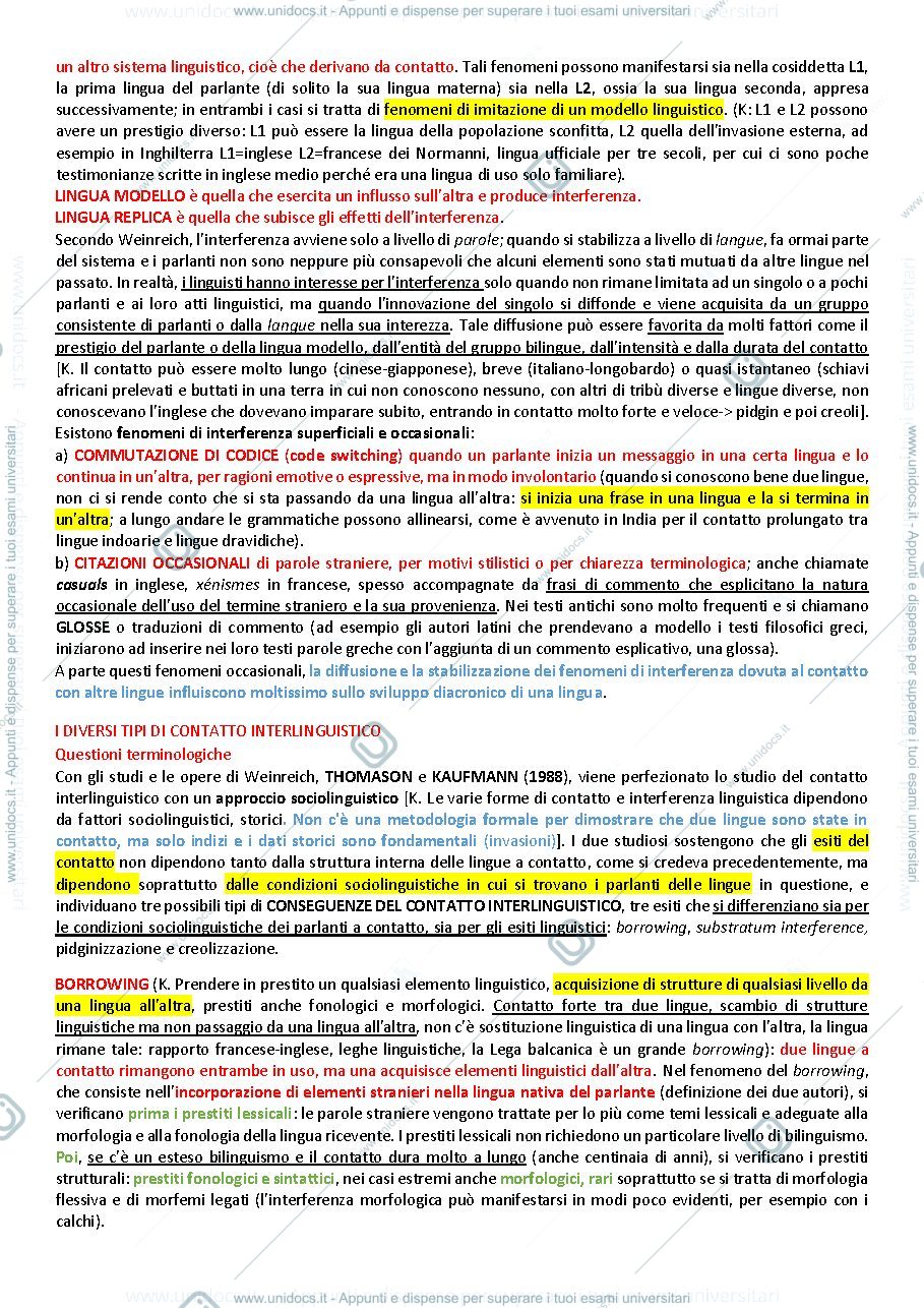 Anteprima pagina 2 — Glottologia Riassunto Capitolo 11. GENEALOGIA E CONTATTO, Sintesi del corso di Glottologia