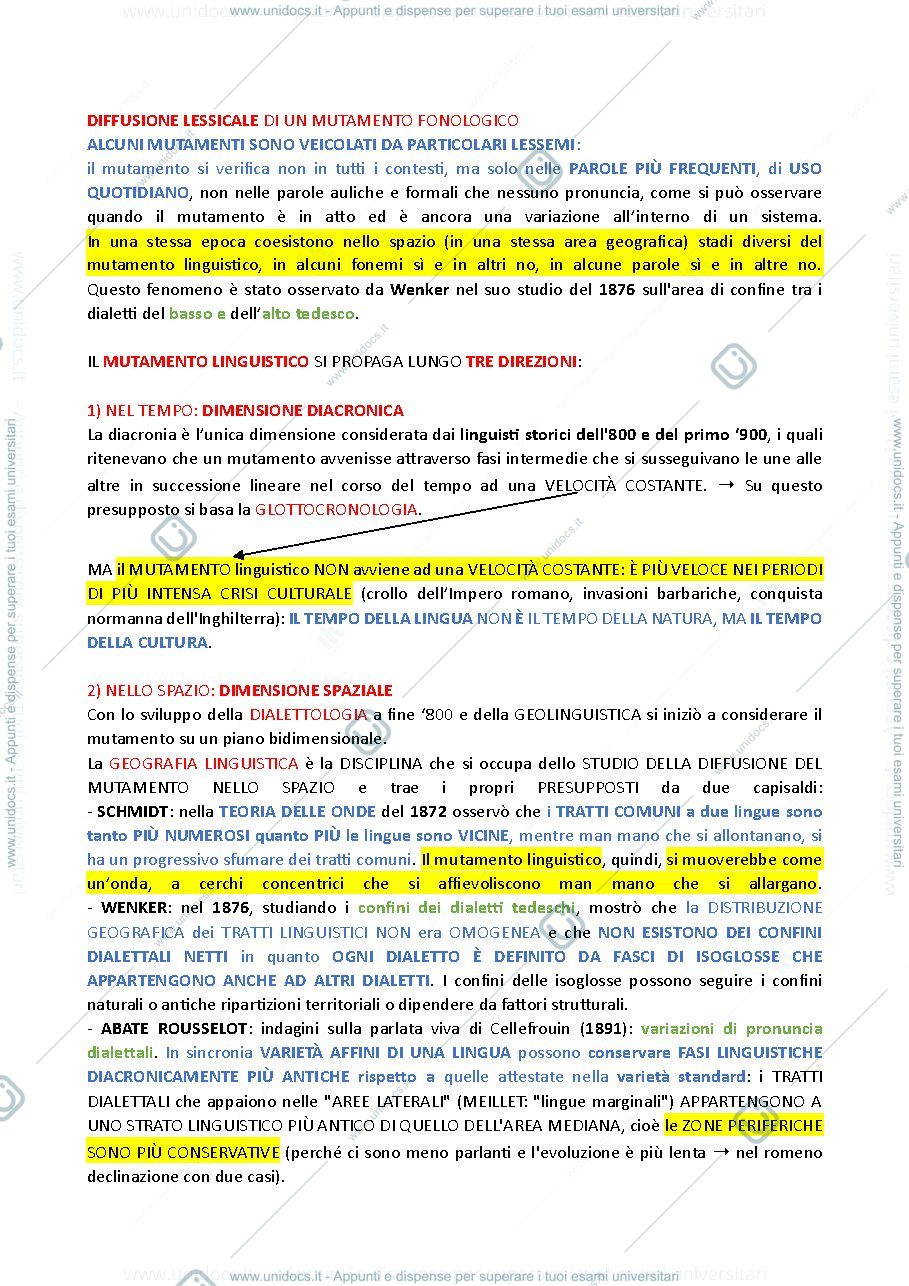 Anteprima pagina 1 — Glottologia Schemi per Argomenti, Schemi e mappe concettuali di Glottologia