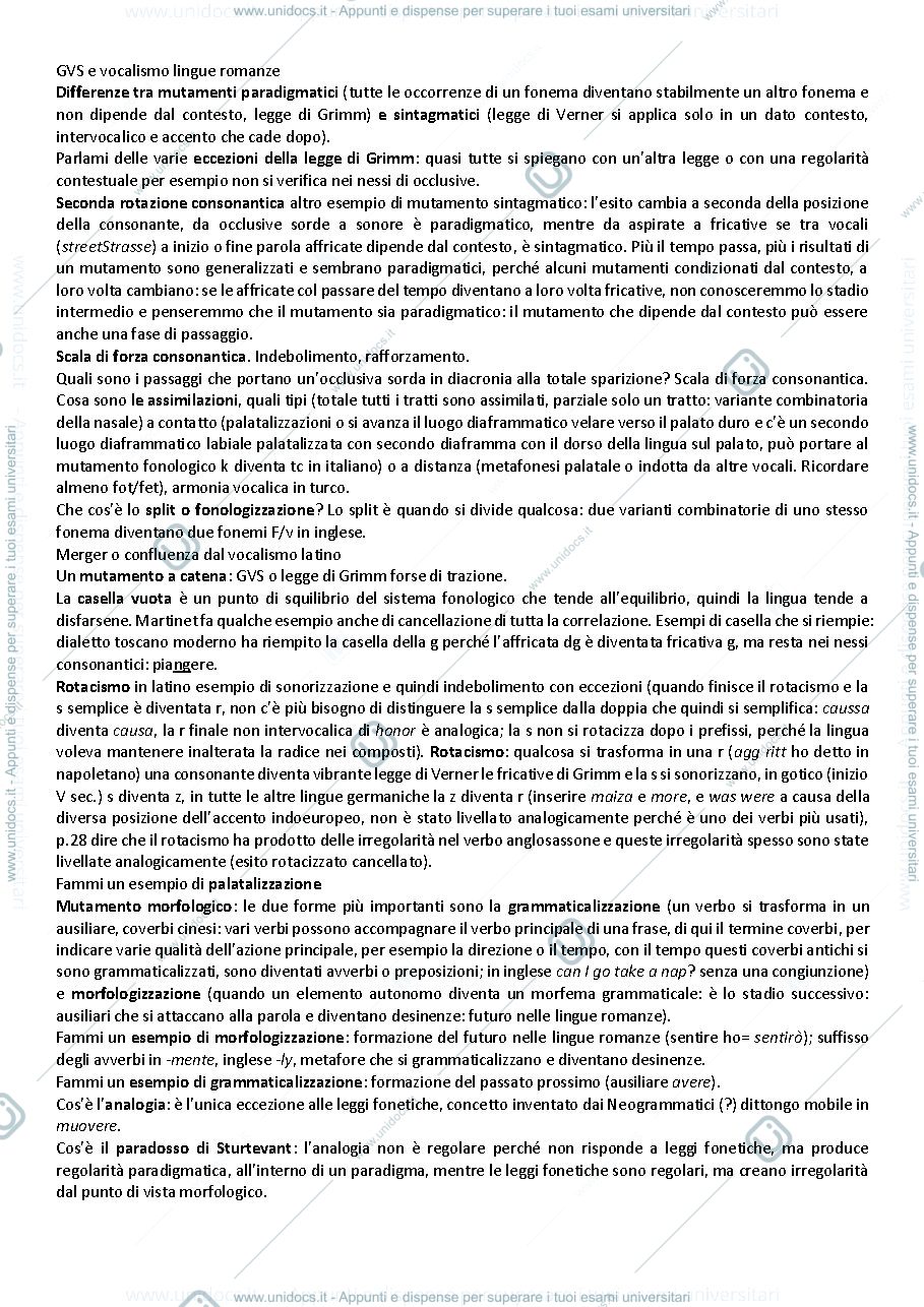 Anteprima pagina 2 — Glottologia Domande e Risposte per Capitoli (7-8-10-11), Prove d'esame di Glottologia