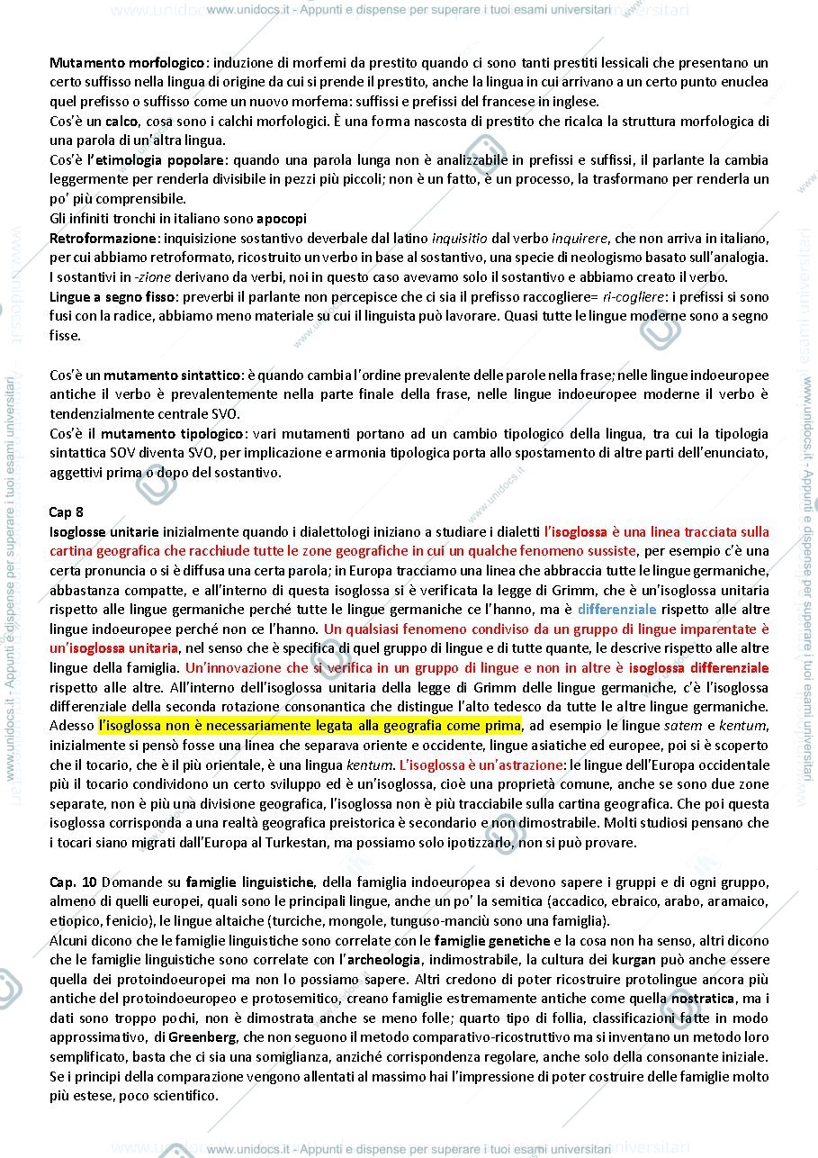 Anteprima pagina 3 — Glottologia Domande e Risposte per Capitoli (7-8-10-11), Prove d'esame di Glottologia