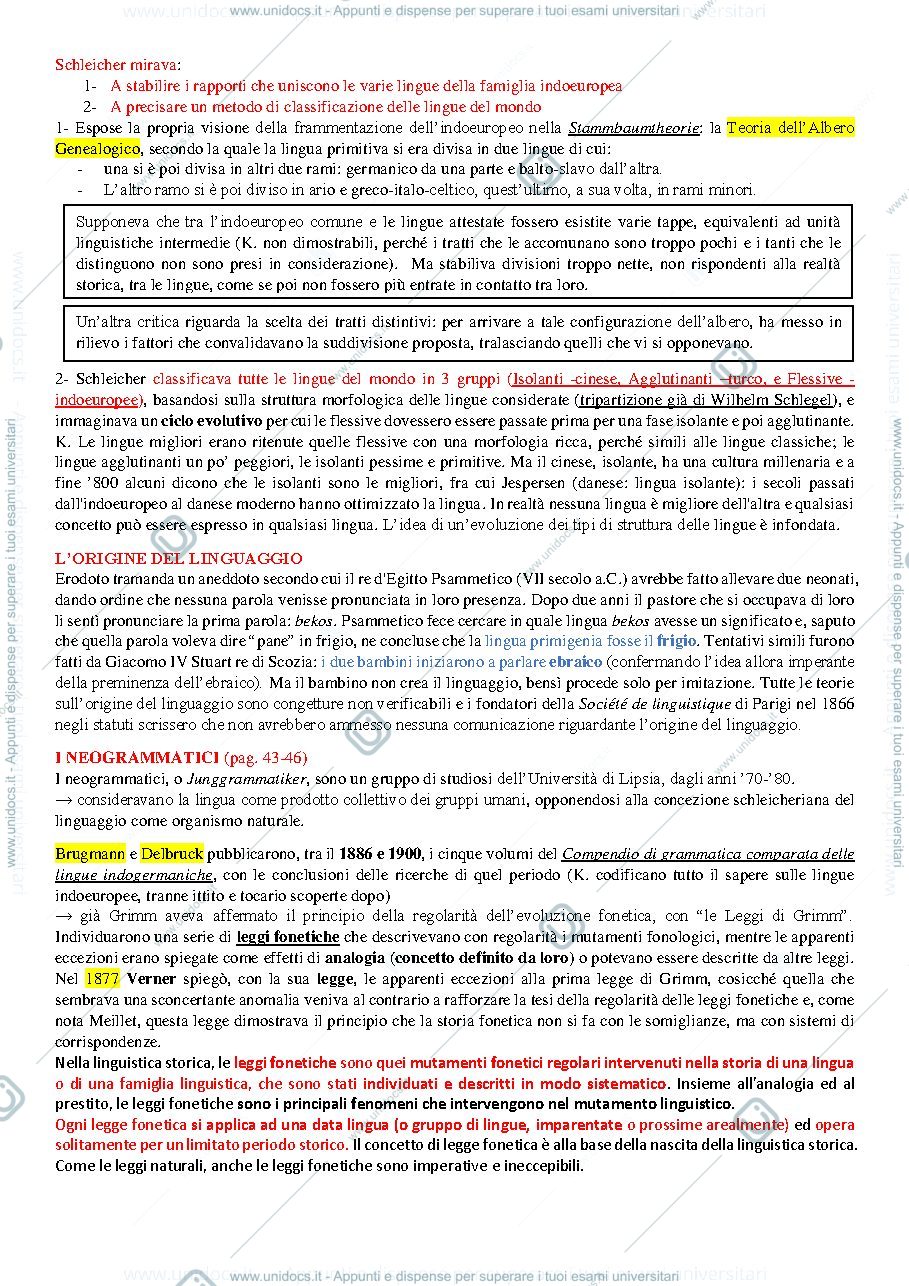 Anteprima pagina 2 — Glottologia Riassunto del Leroy, “Profilo storico della linguistica moderna”, Sintesi del corso di Glottologia