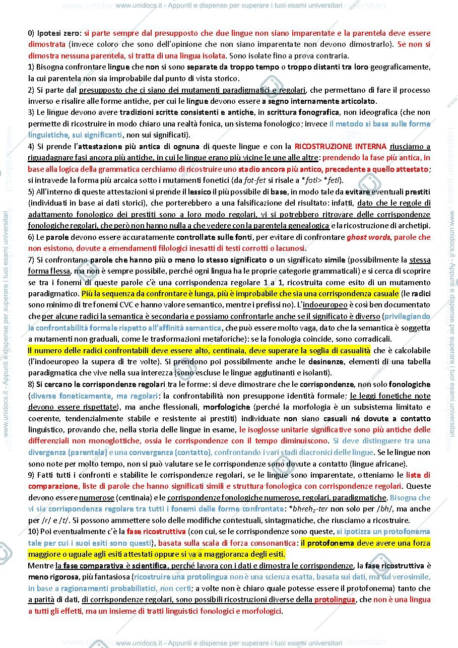 Anteprima pagina 2 — Glottologia Riassunto Capitolo 8. IL METODO COMPARATIVO-RICOSTRUTTIVO, Sintesi del corso di Glottologia