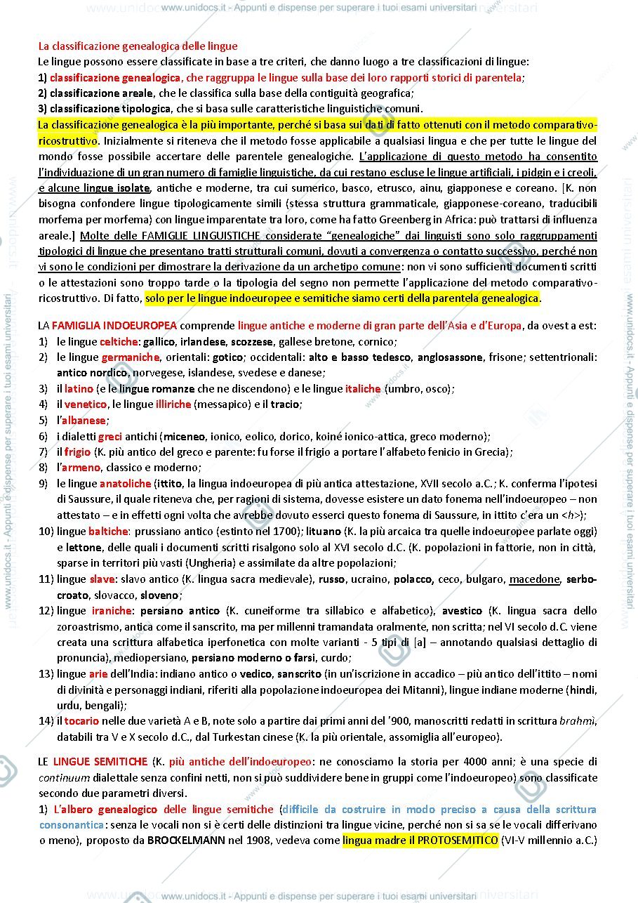 Anteprima pagina 3 — Glottologia Riassunto Capitolo 8. IL METODO COMPARATIVO-RICOSTRUTTIVO, Sintesi del corso di Glottologia