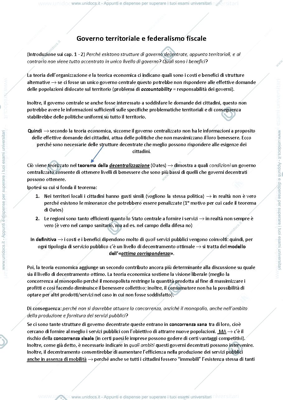 Anteprima pagina 1 — Governo territoriale e federalismo fiscale