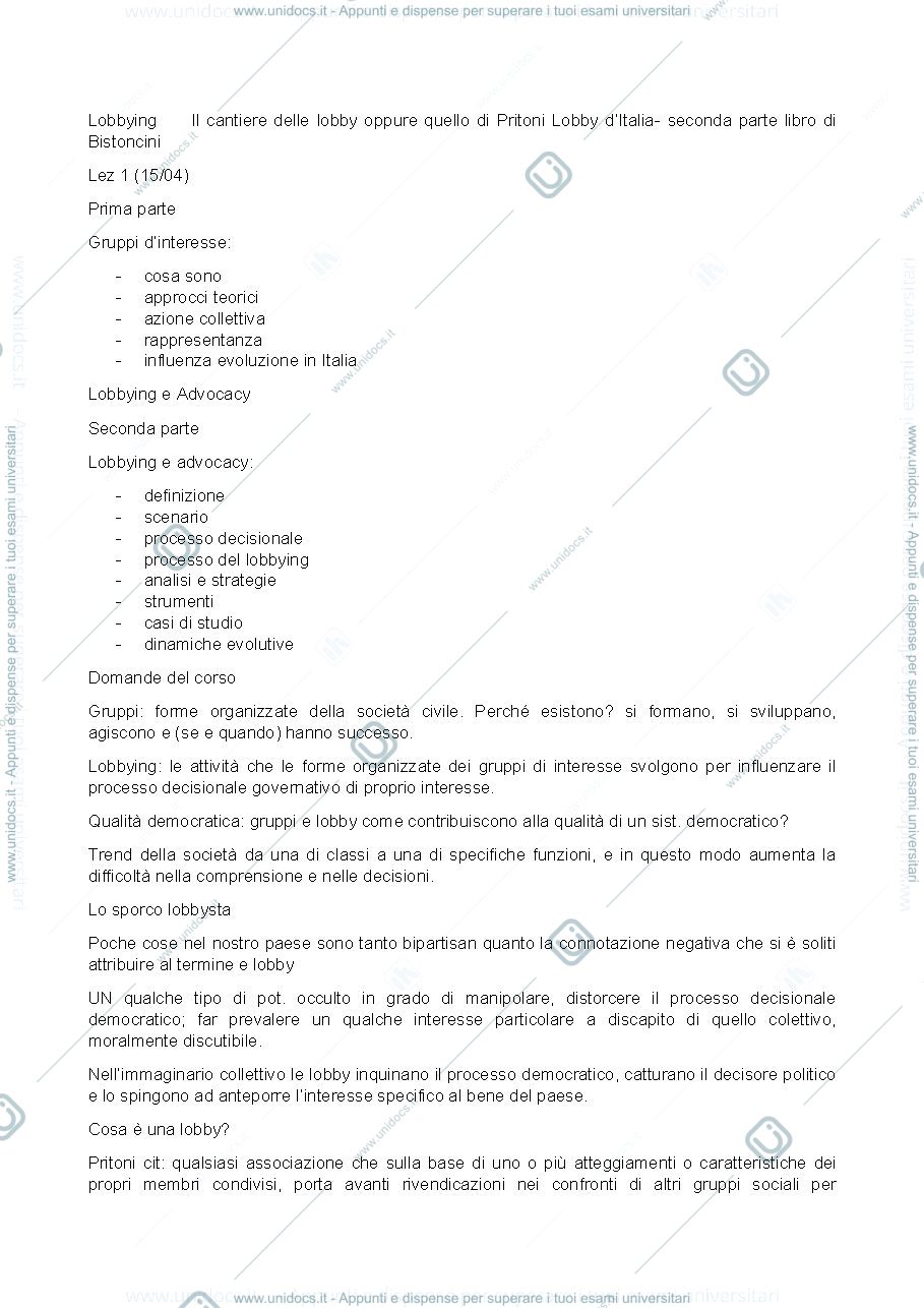 Anteprima pagina 1 — Appunti lezione