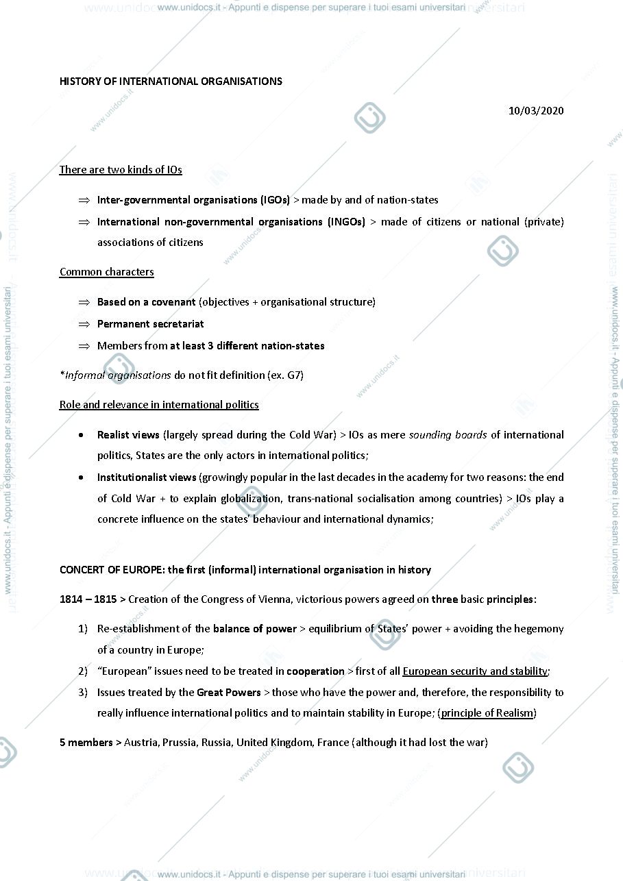 Anteprima pagina 1 — History of International Organisations