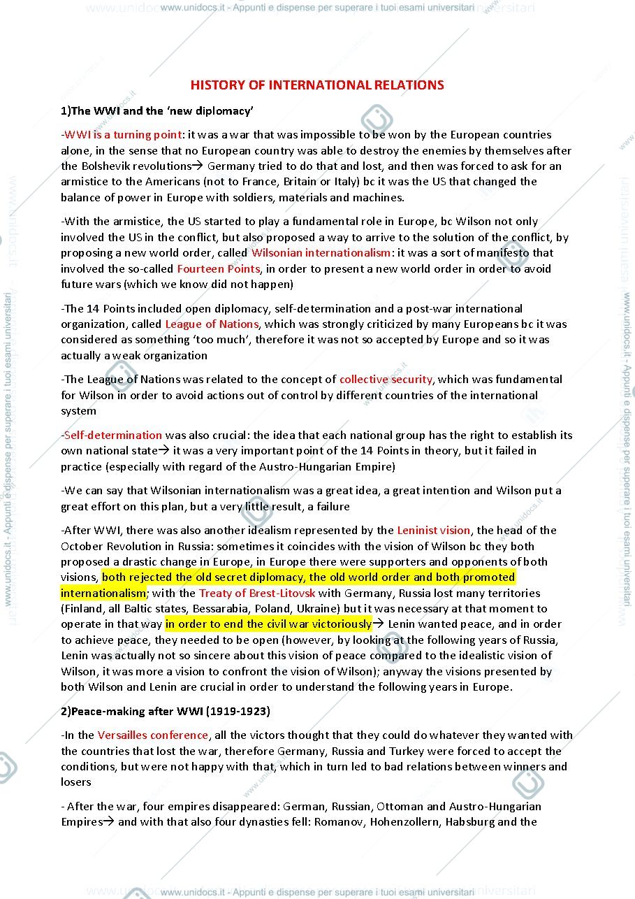 Anteprima pagina 1 — History of international relations