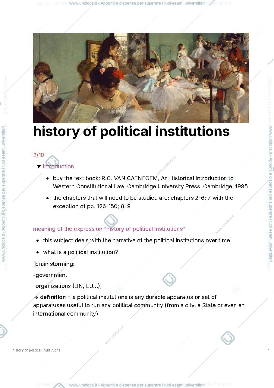 Anteprima pagina 1 — hopi - history of political institutions - 1 semester