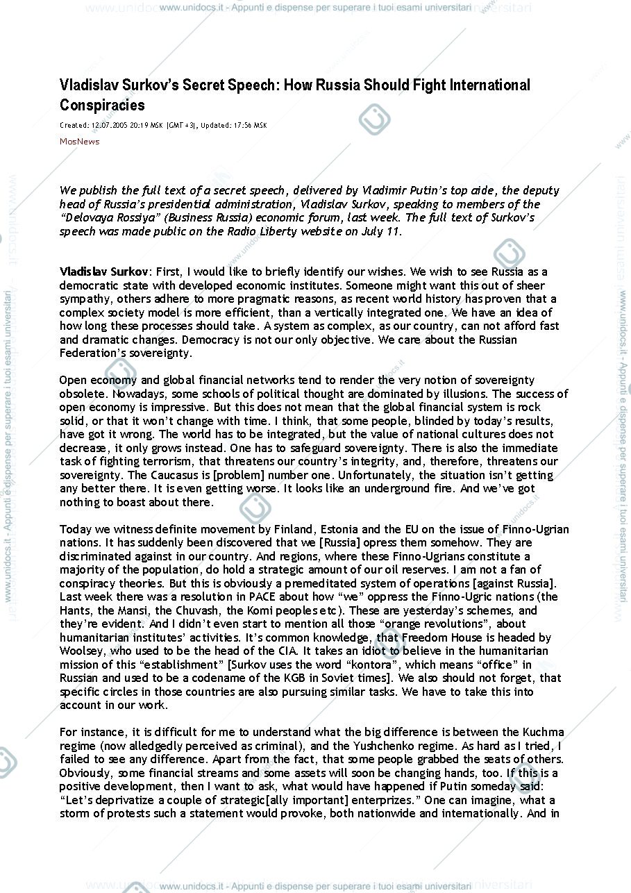 Anteprima pagina 1 — Vladislav Surkov's Secret Speech