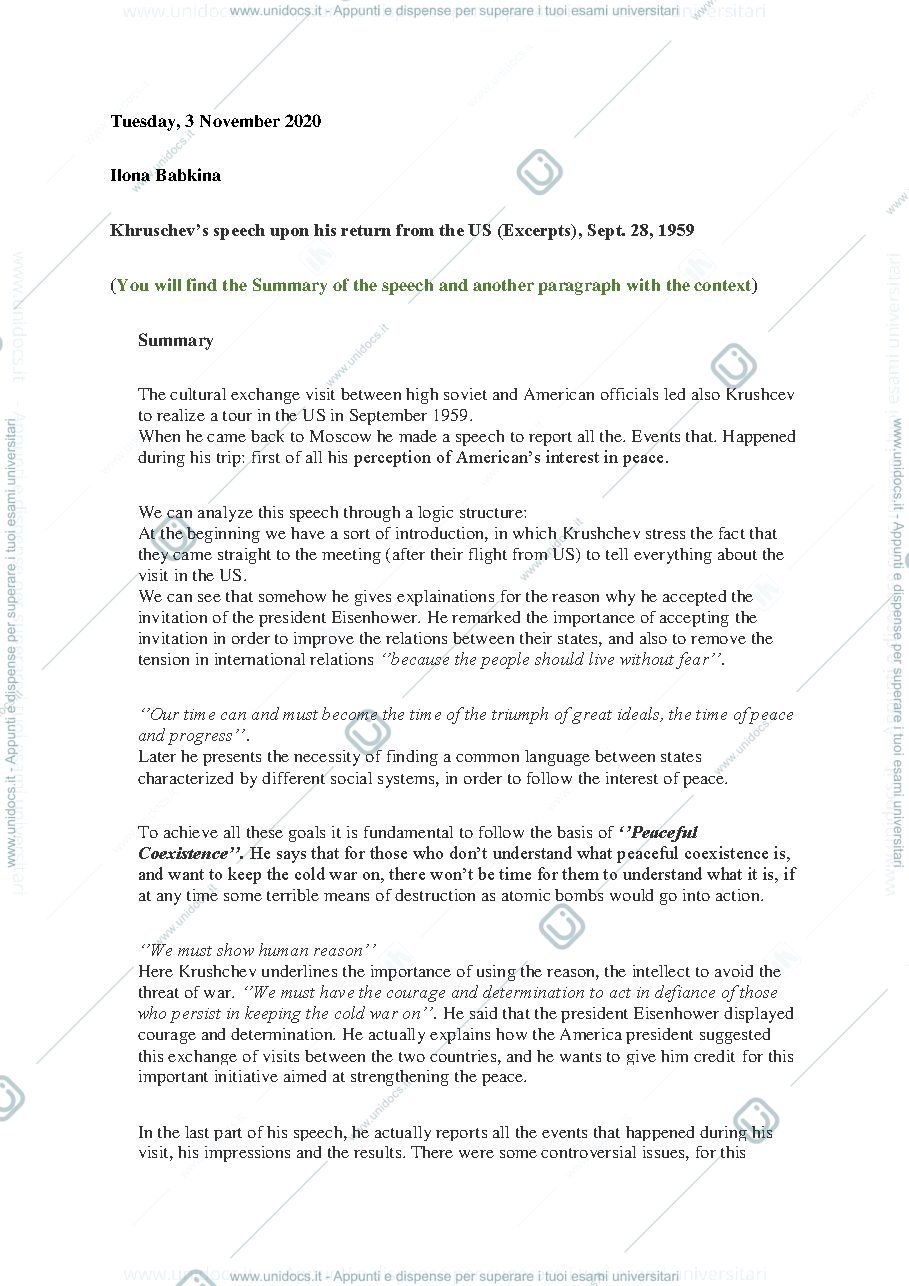Anteprima pagina 1 — Krushchev Speech upon his return from the US