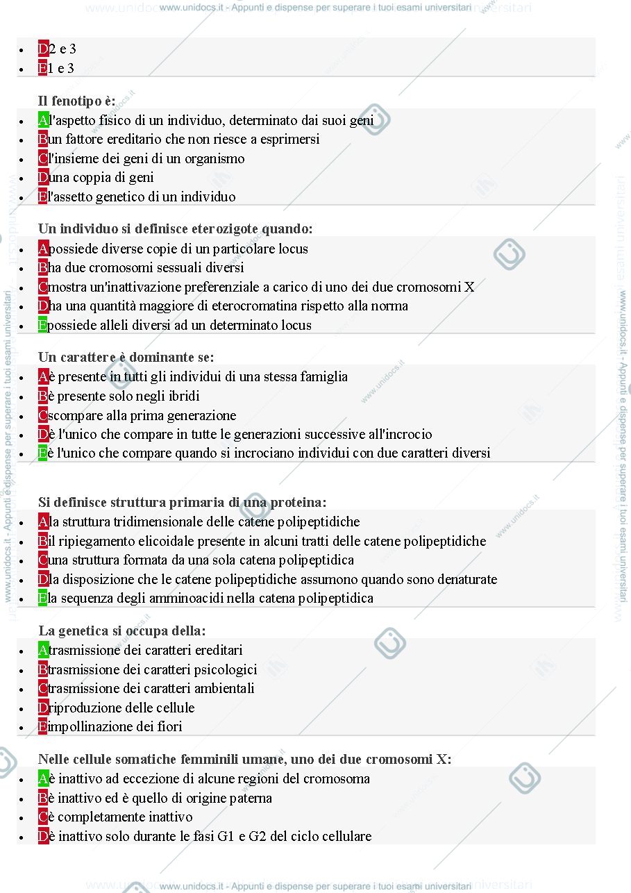 Anteprima pagina 5 — Database completo delle domande dell'esame di genetica umana e medica 