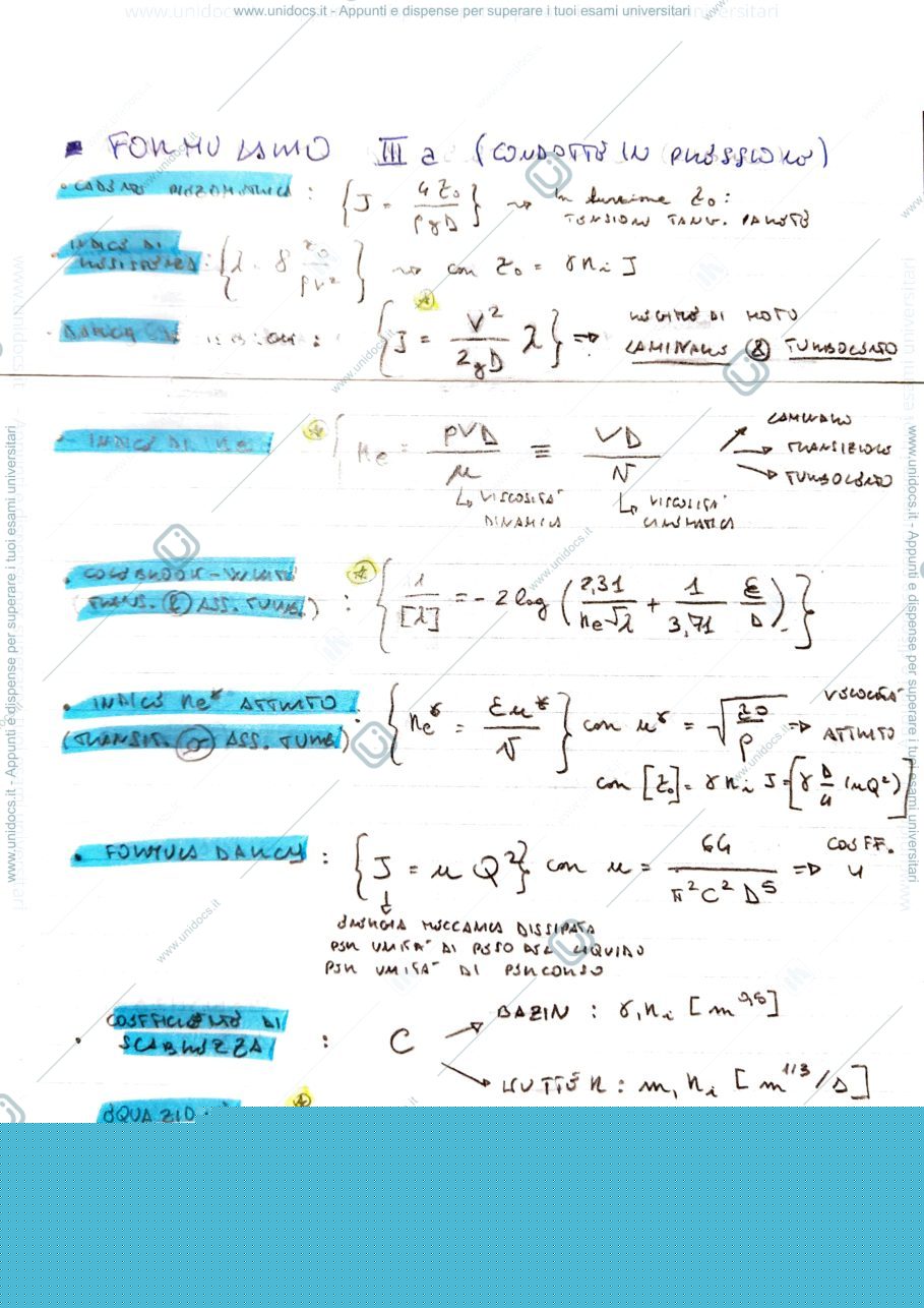 Anteprima pagina 1 — Formulario di IDRAULICA AMBIENTALE