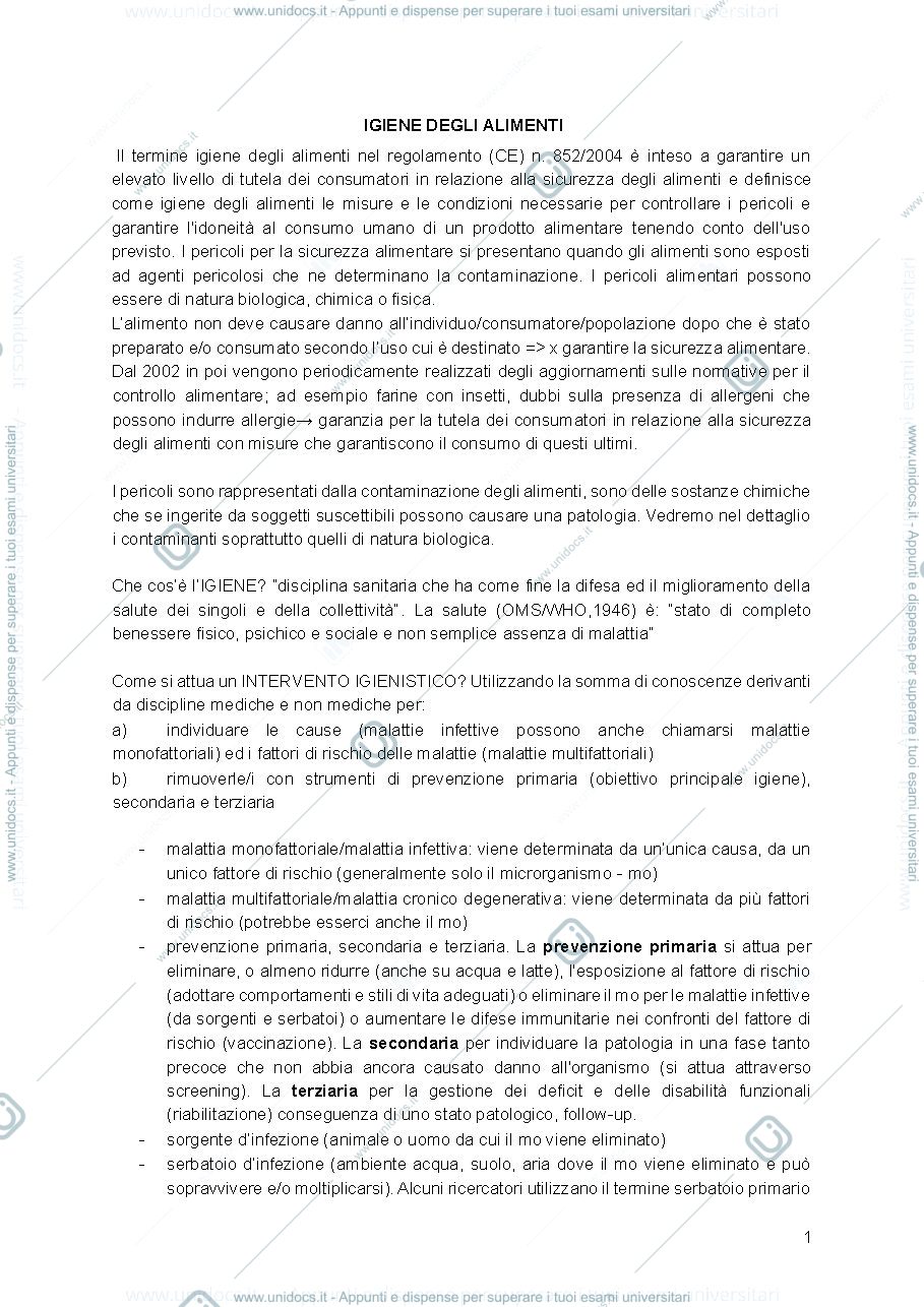 Anteprima pagina 1 — Igiene degli alimenti