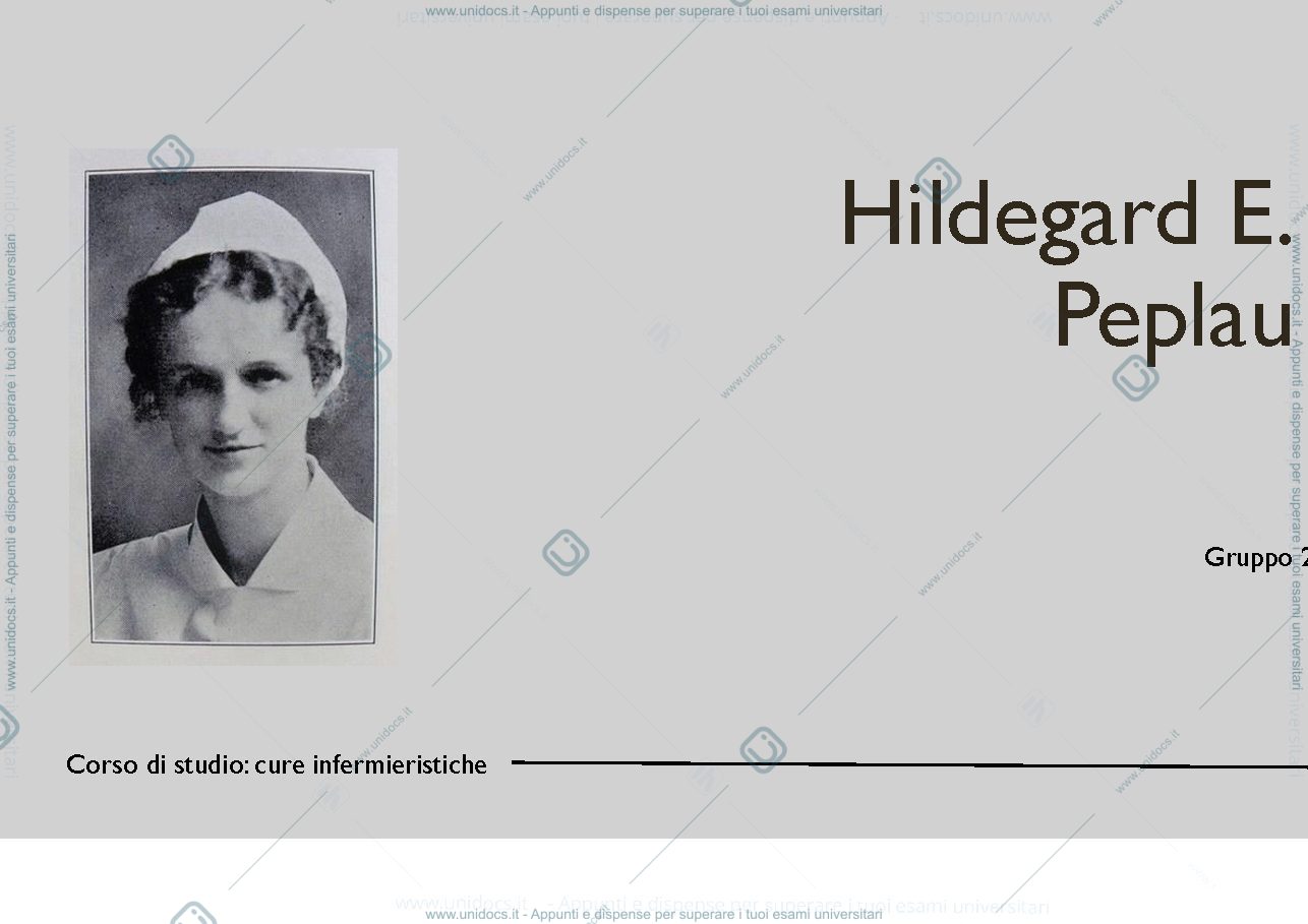 Anteprima pagina 1 — Discorso Peplau - Riassunto Infermieristica Generale