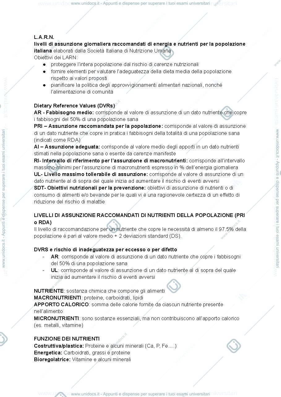 Anteprima pagina 3 — Appunti Igiene della nutrizione