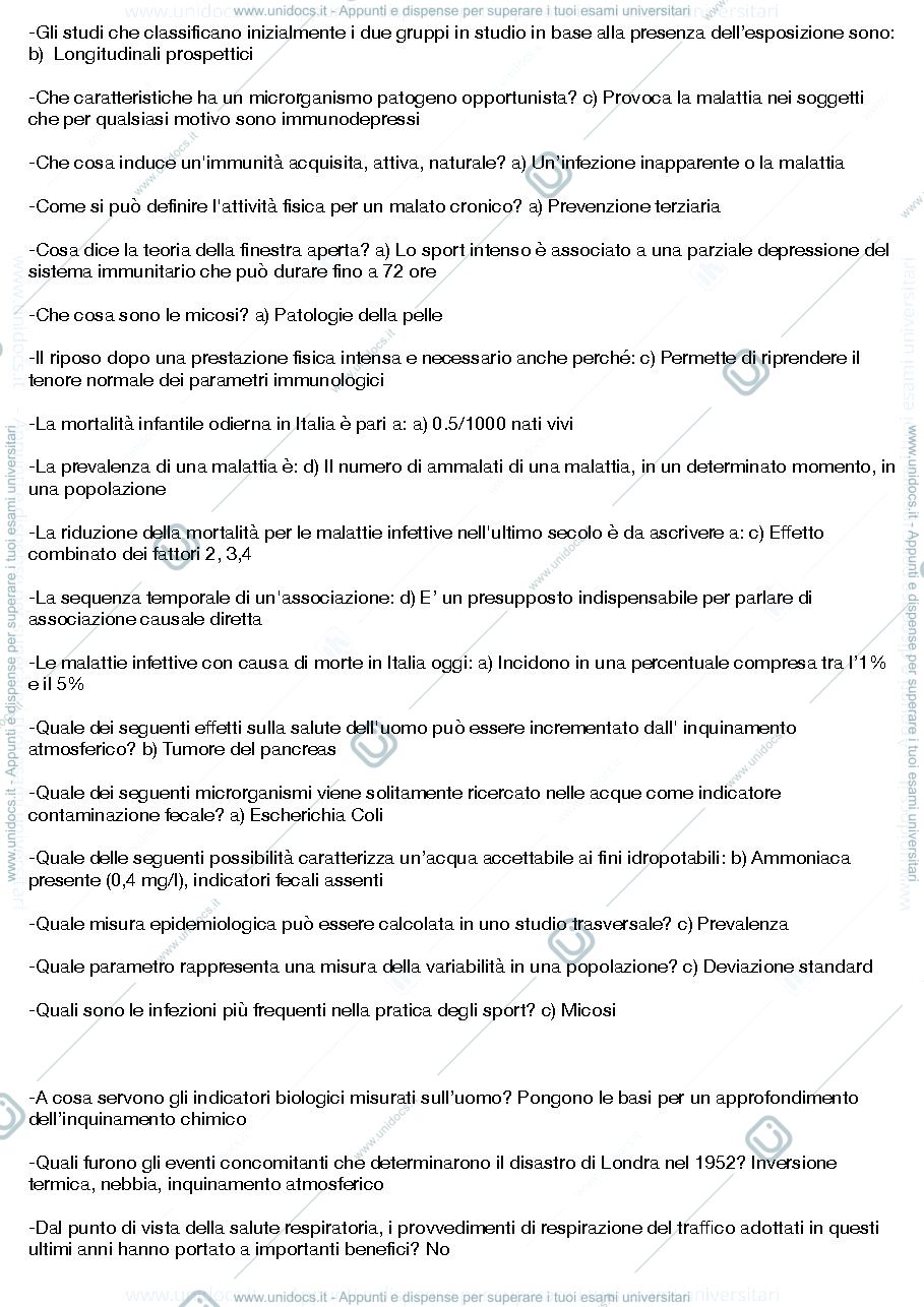 Anteprima pagina 2 — domande d'esame di igiene e medicina preventiva