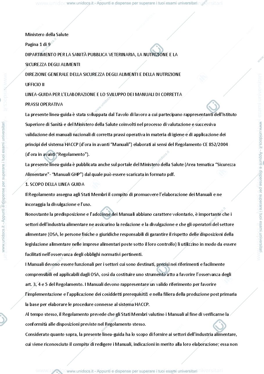 Anteprima pagina 1 — HACCP MINISTERO SALUTE