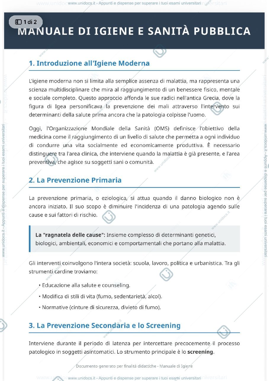 Anteprima pagina 1 — Riassunto manuale igiene