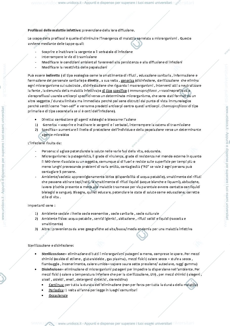 Anteprima pagina 1 — Profilassi delle malattie infettive
